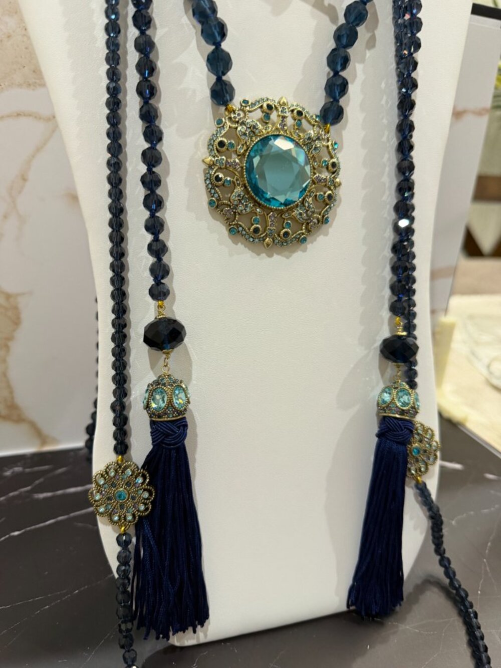 HEIDI DAUS "HOW SUITE IT IS" 3-STRAND NECKLACE | BLUE/AQUA | NWOT - Picture 6 of 15